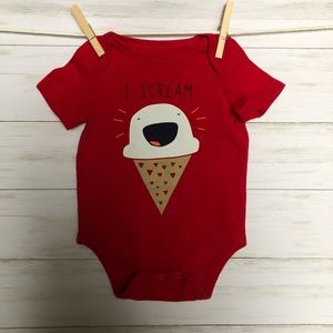 “I Scream” ice cream short sleeved onesie